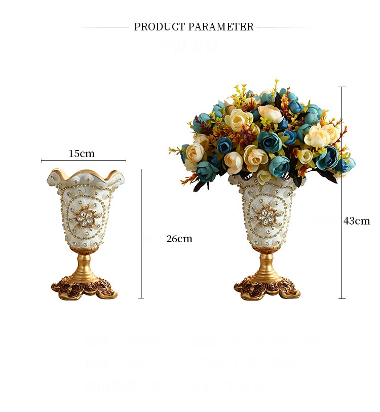 European Luxury Diamond Resin Vase