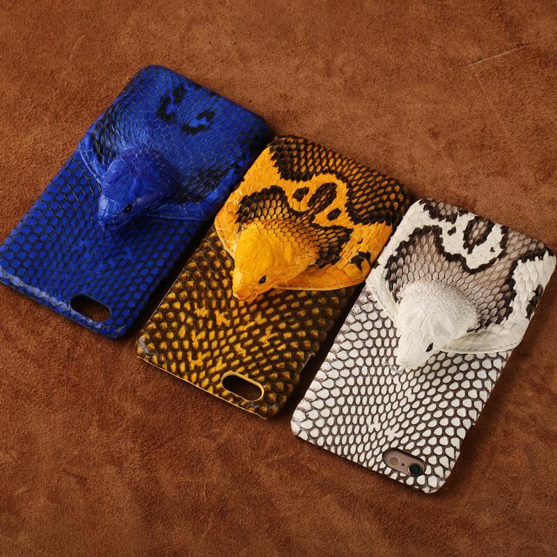 Custom Real Snake Skin Iphone Cases with Snake Head design