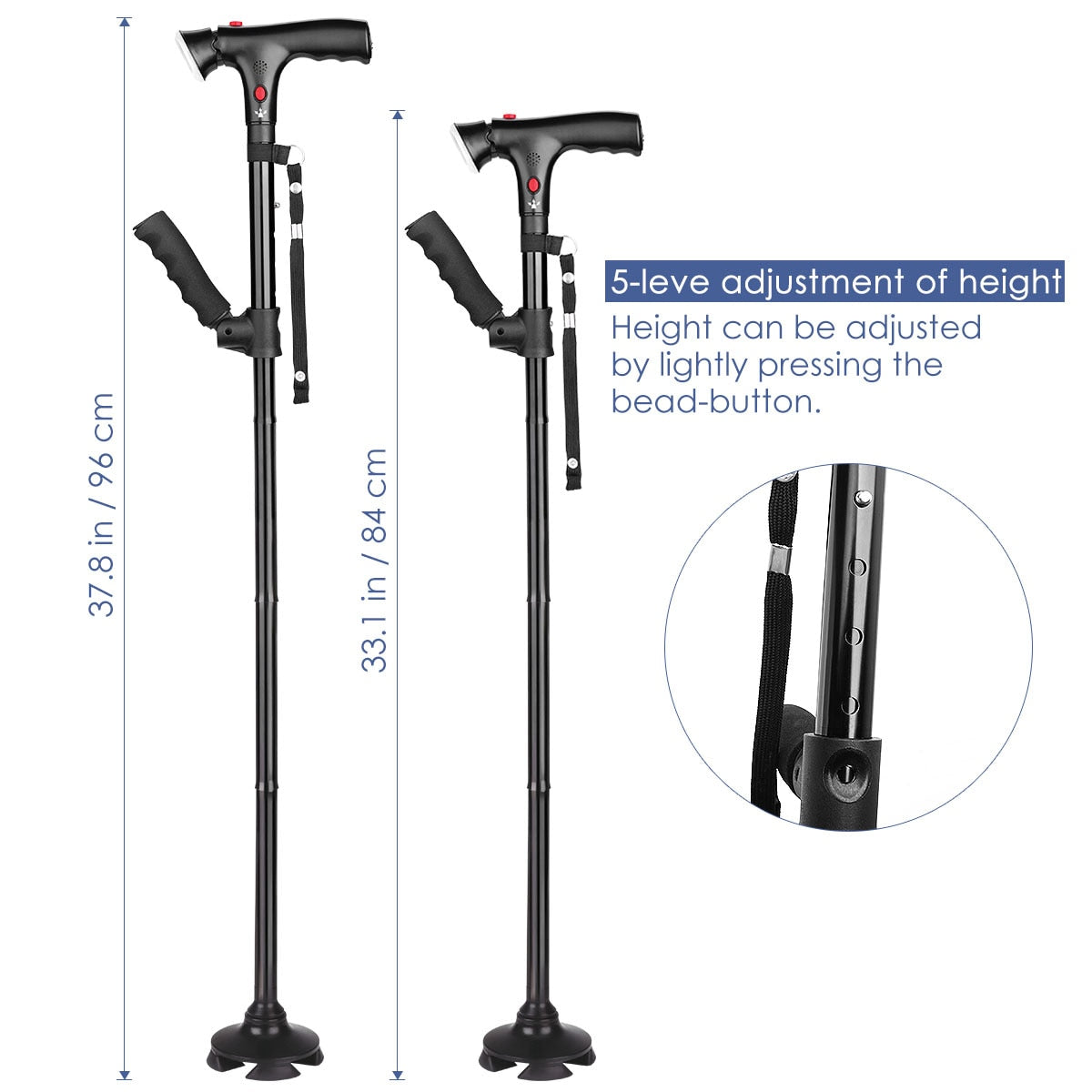 Safety Alarm Walking Telescopic LED Light Cane