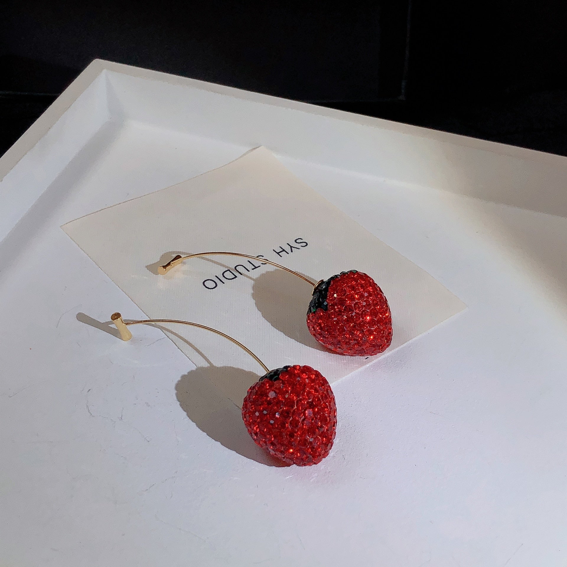 Sweet Strawberry Zircon Earrings