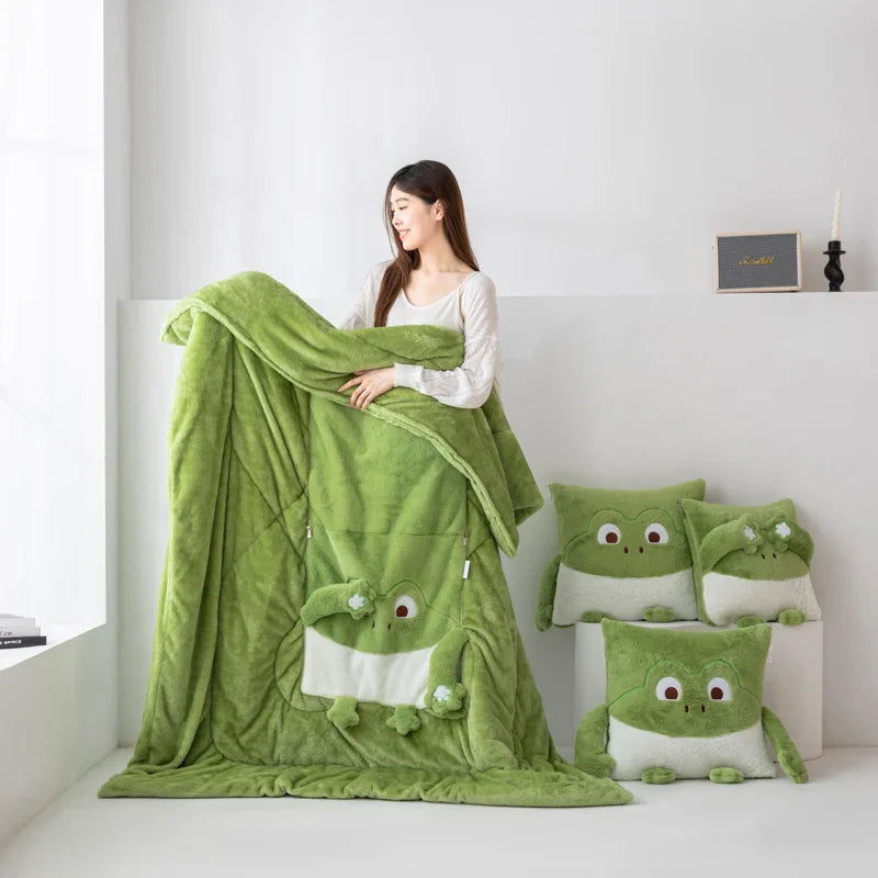 Cozy Dreams Mini Monster Quilted Pillow Blanket