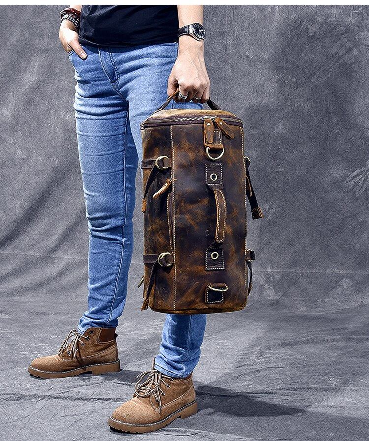 Vintage Leather Shoulder Men's Backpack