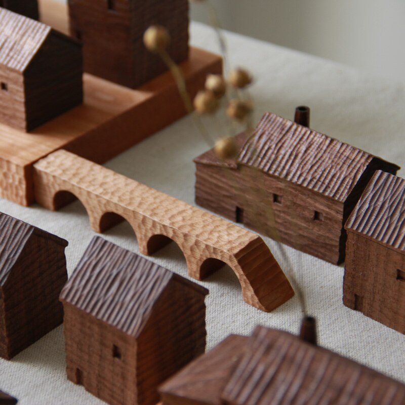 Walnut Miniature Wood House Decor