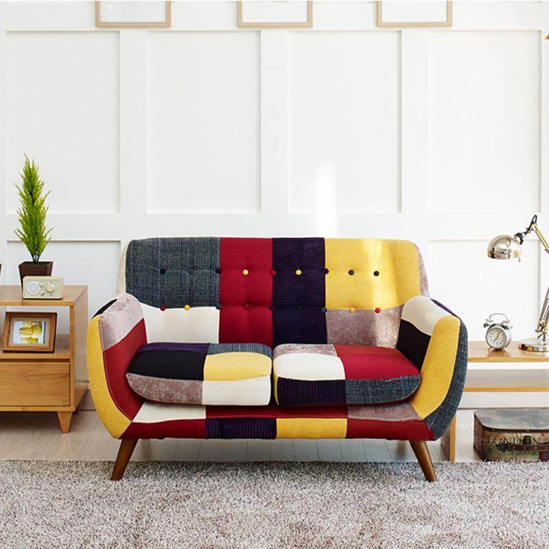 Contemporary Colorful Cute Modern Double Sofa Couch