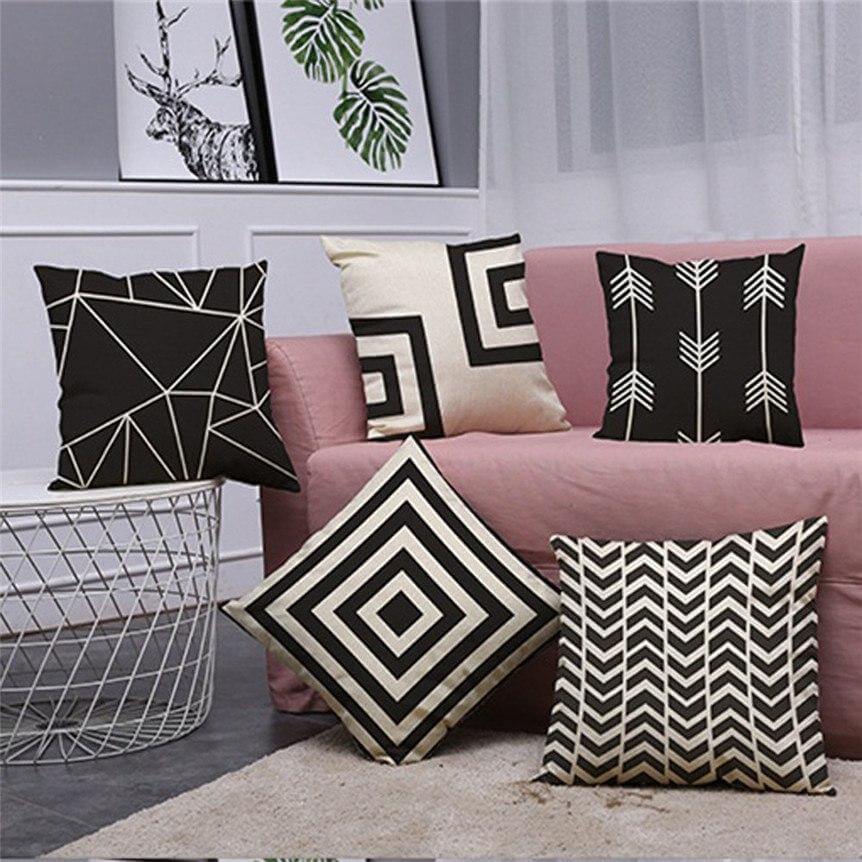 Geometrical Lovely Black and White Home Pillow Cases