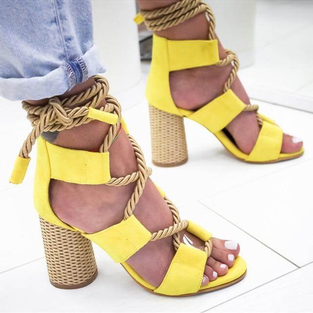 Lace Up Colorful Gladiator Sandals