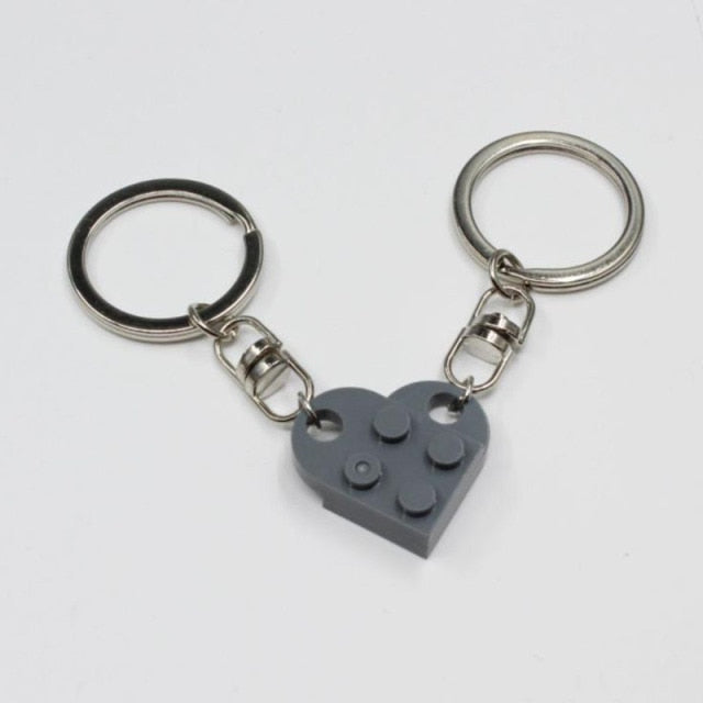 Couples Love Toy Brick Heart Keychain