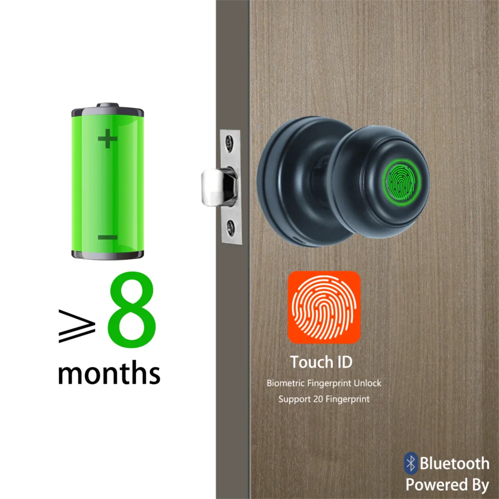 Touch Secure Fingerprint Smart Door Knob