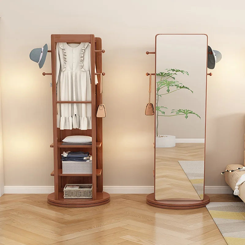 Rotatable Full-Body Mobile Mirror Coat Organizer