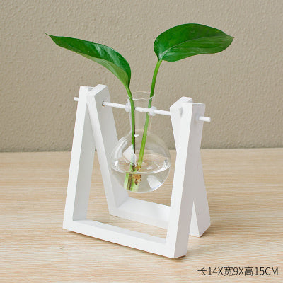 Decorative  Wooden Vase With Wooden Tray