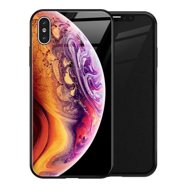 Luxury Space Silicone Glass Anti Slip Iphone Cases