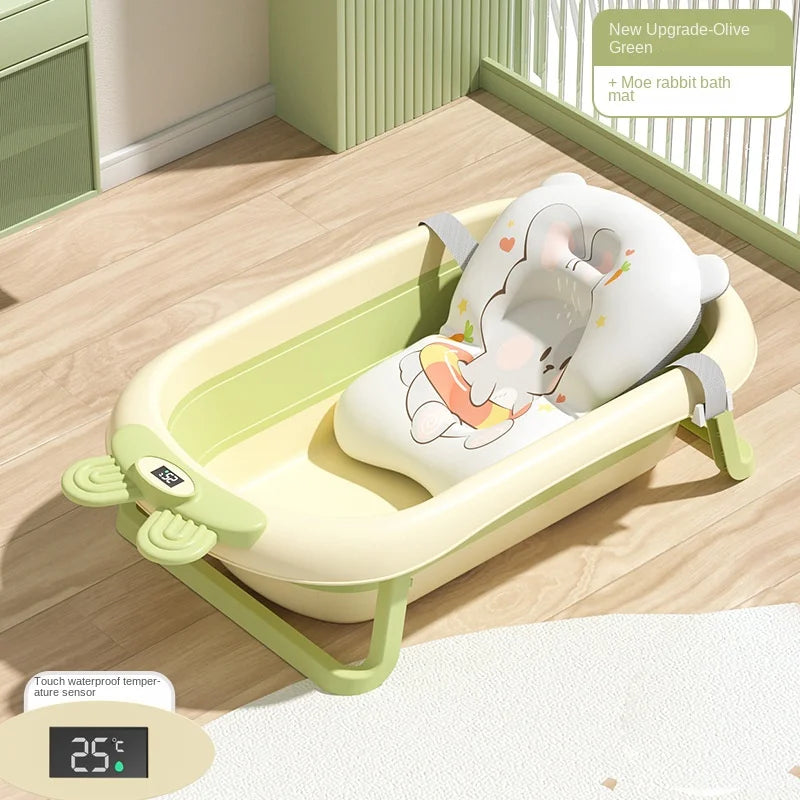 Foldable Temperature Sensor Display Baby Bathtub