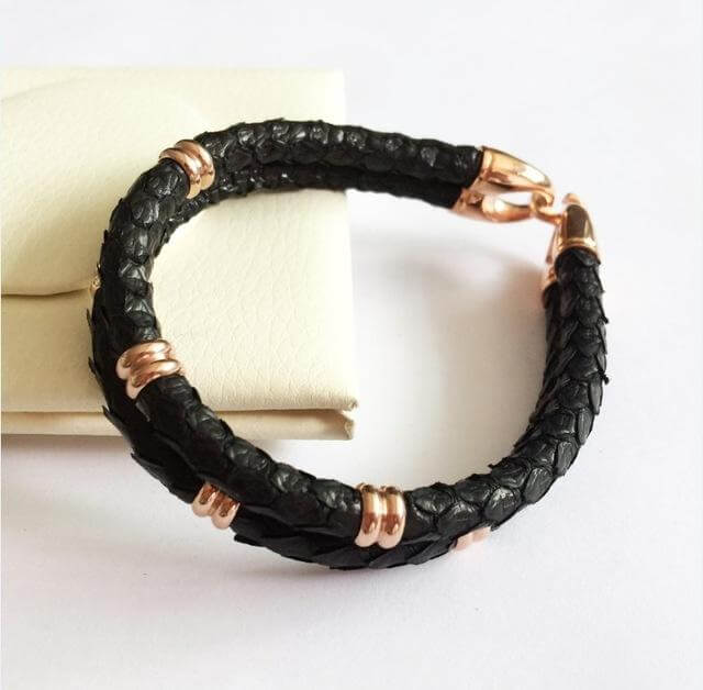 Black Python Skin Leather Bracelets