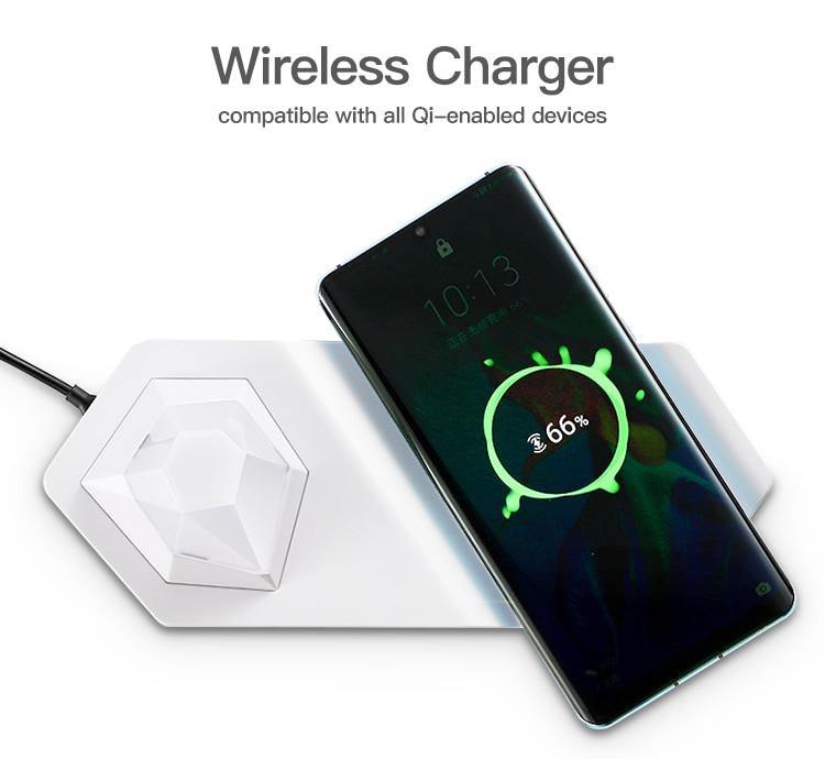 2in1 Diamond LED Night Light Wireless Charger