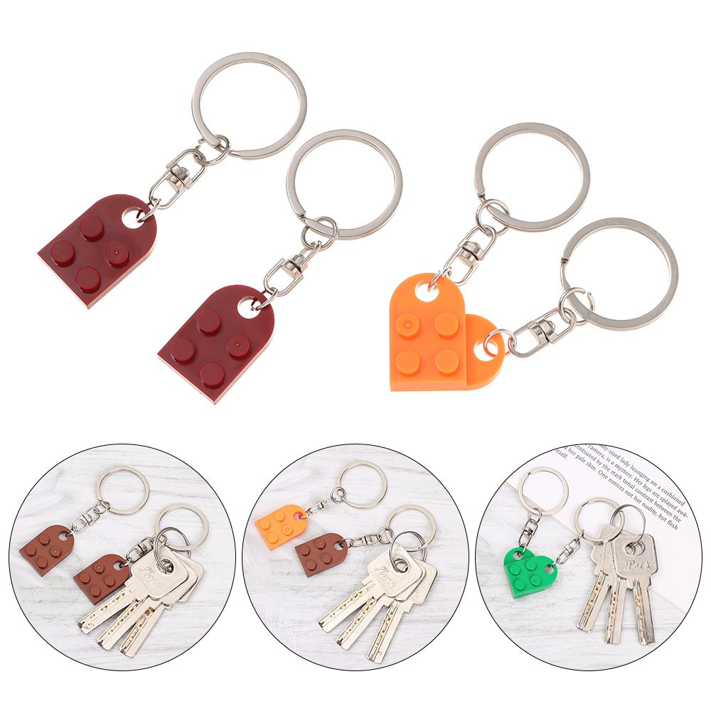 Couples Love Toy Brick Heart Keychain