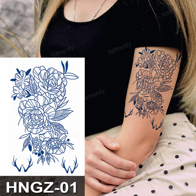 Butterfly Flower Lotus Semi-Permanent Temporary Tattoo