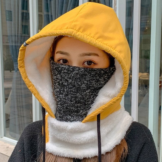 Winter Hooded Warm Thick Mask Hat