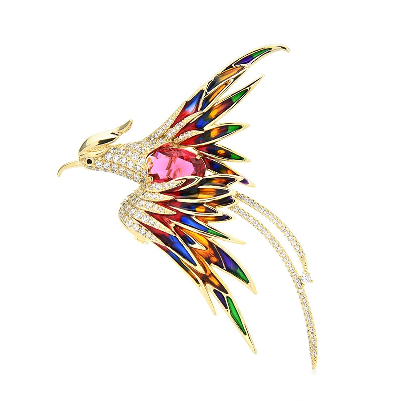 Colorful Flying Phoenix Brooches