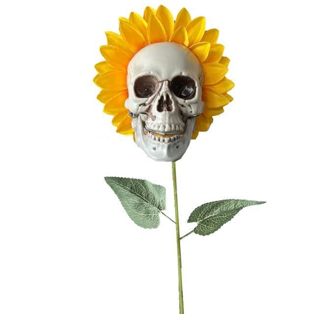 Halloween Scary Sunflower Skull