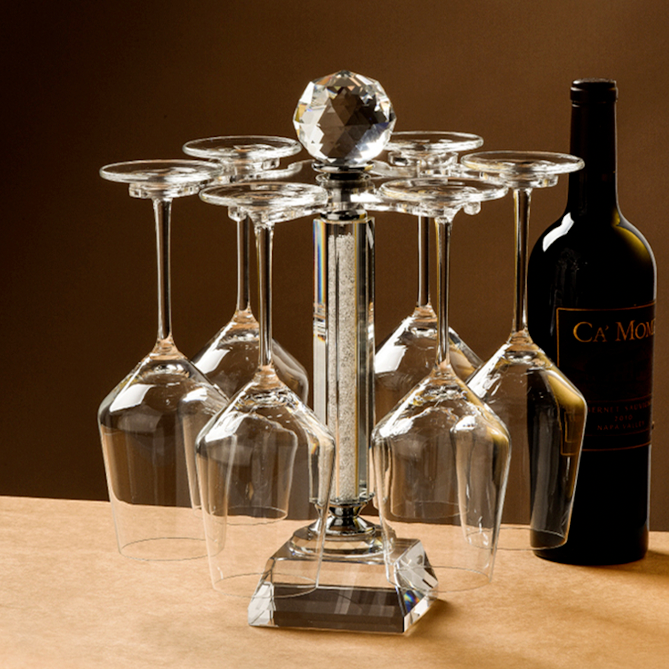 Rotatable Crystal Wine Glass Holder