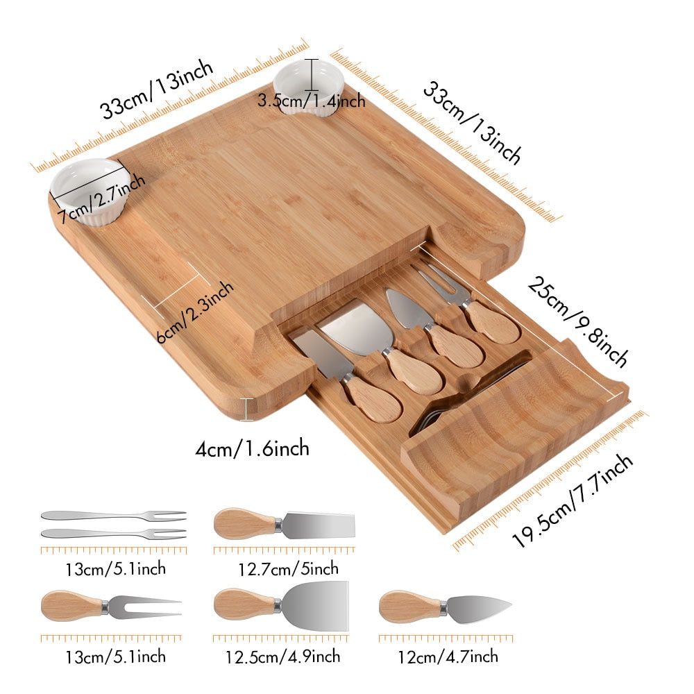 Bamboo Wood Breakfast Serving Platter Board