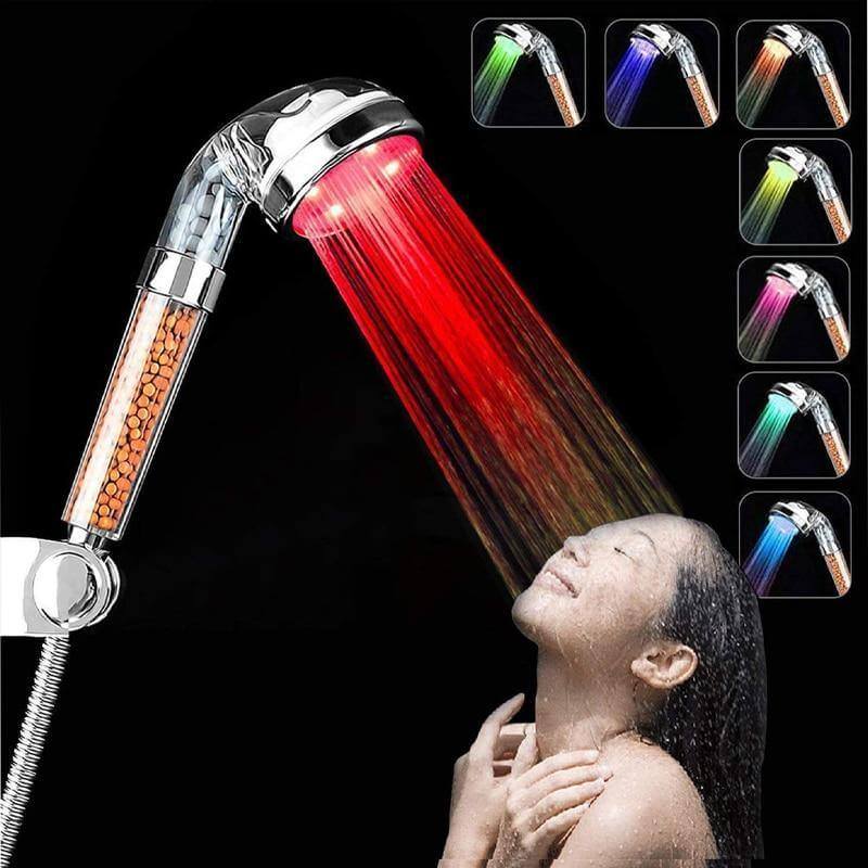 Colorful Rainfall High Pressure Negative Ion Led Shower Head