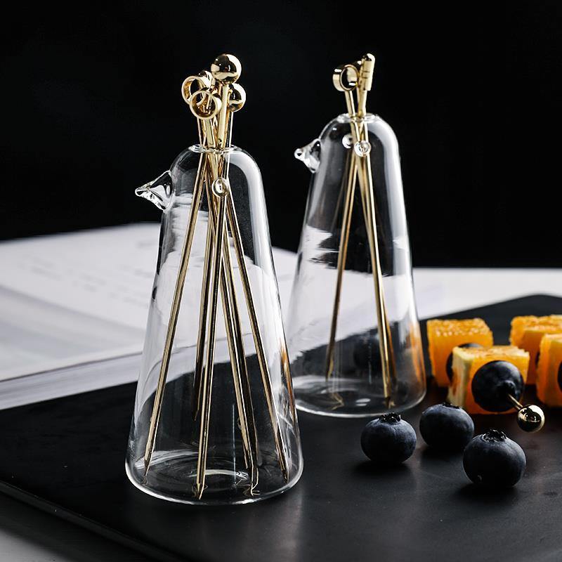 Elegant Stainless Steel Fruit Fork Jar