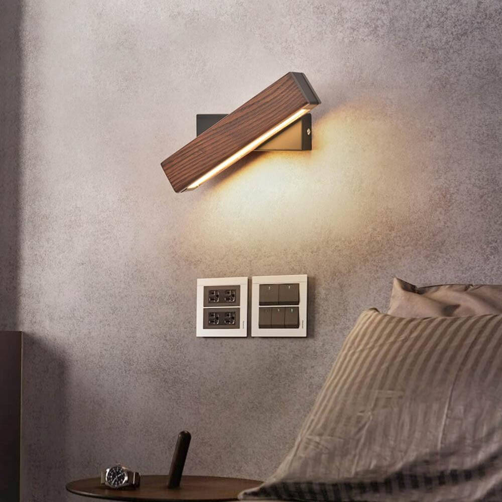 Modern Rotated Nordic Solid Wood Wall LED Lamp