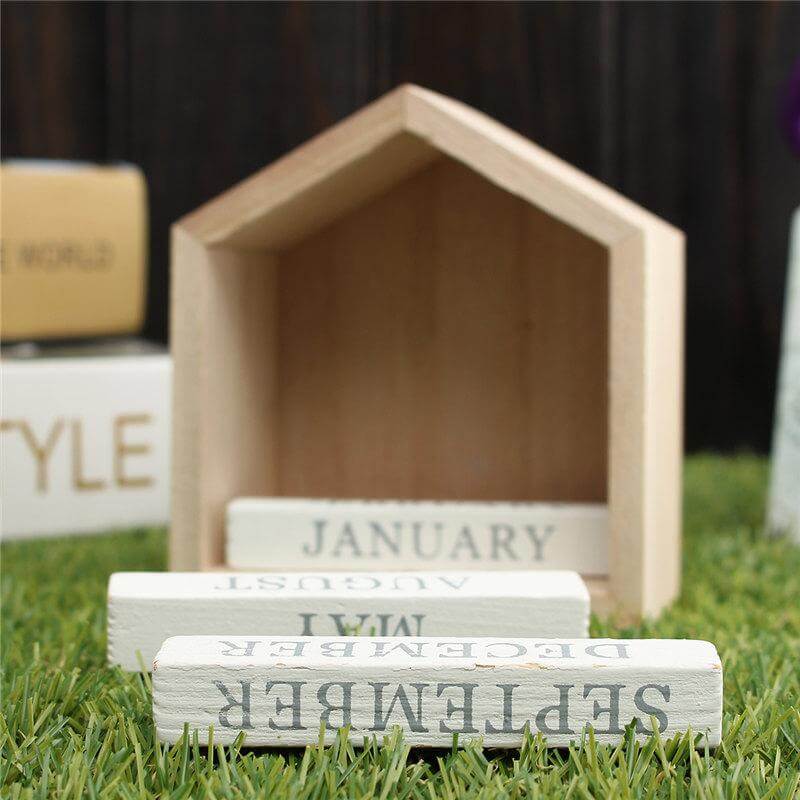 Wood Block Calendar Home Decoration