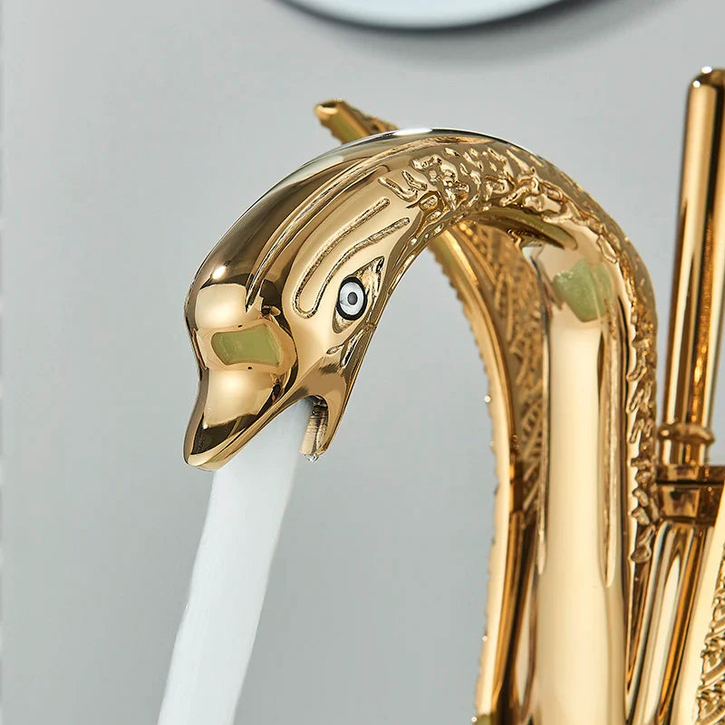 Swan Single Handle Golden Basin Faucet