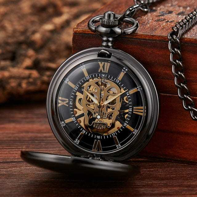 Retro Elegant Fire Black Pocket Watch