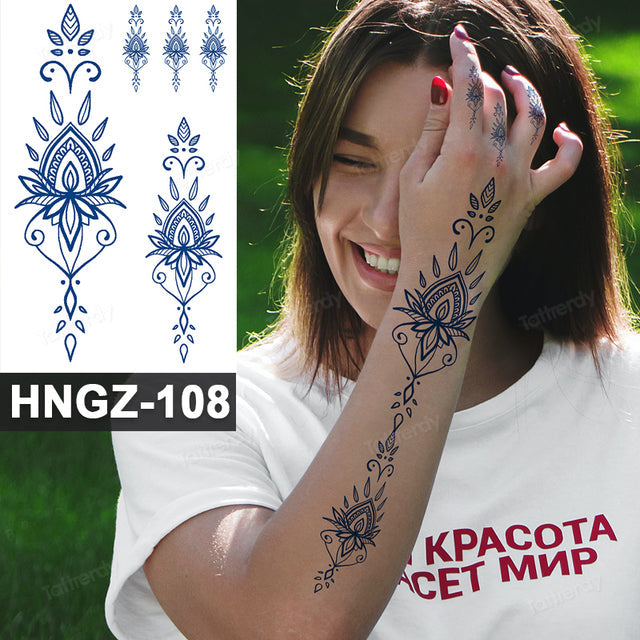 Butterfly Flower Lotus Semi-Permanent Temporary Tattoo