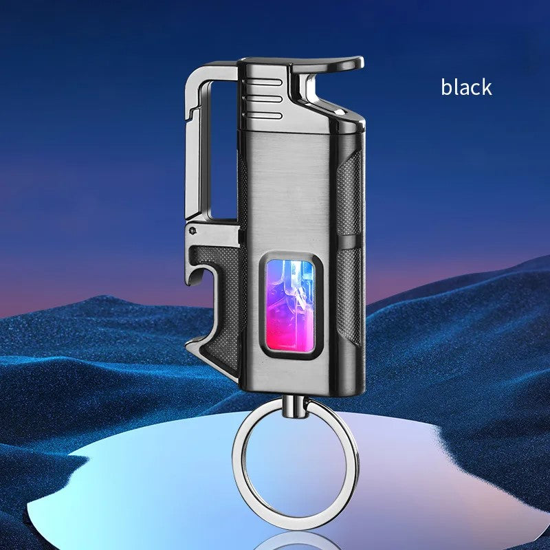 Modern Windproof Metal  Bottle Opener Keychain Lighter