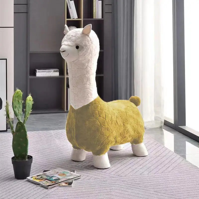 Fluffy Lama Door Entryway Decor Stool