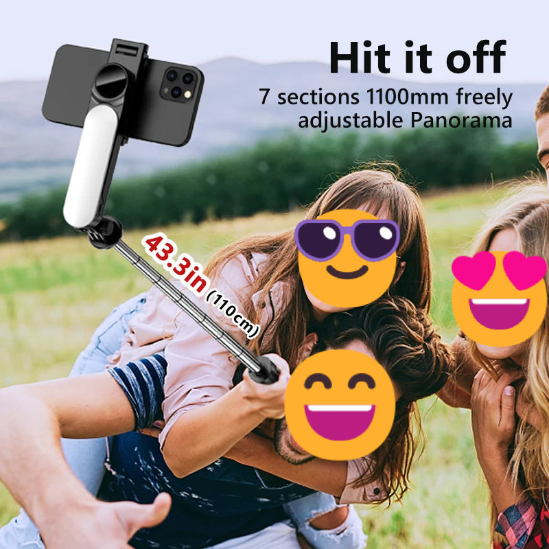 Ultra Foldable Built-In Lighting Selfie Stick Tripod