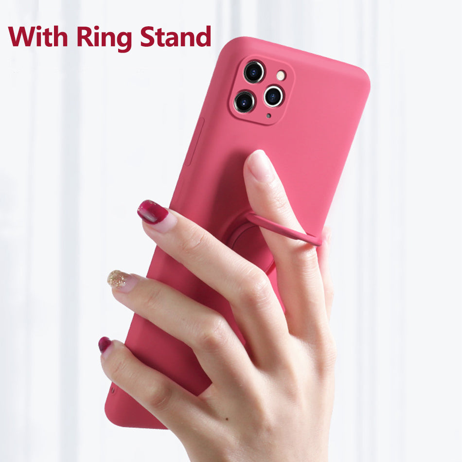 Silicone Case With Magnetic Ring Holder for iPhone