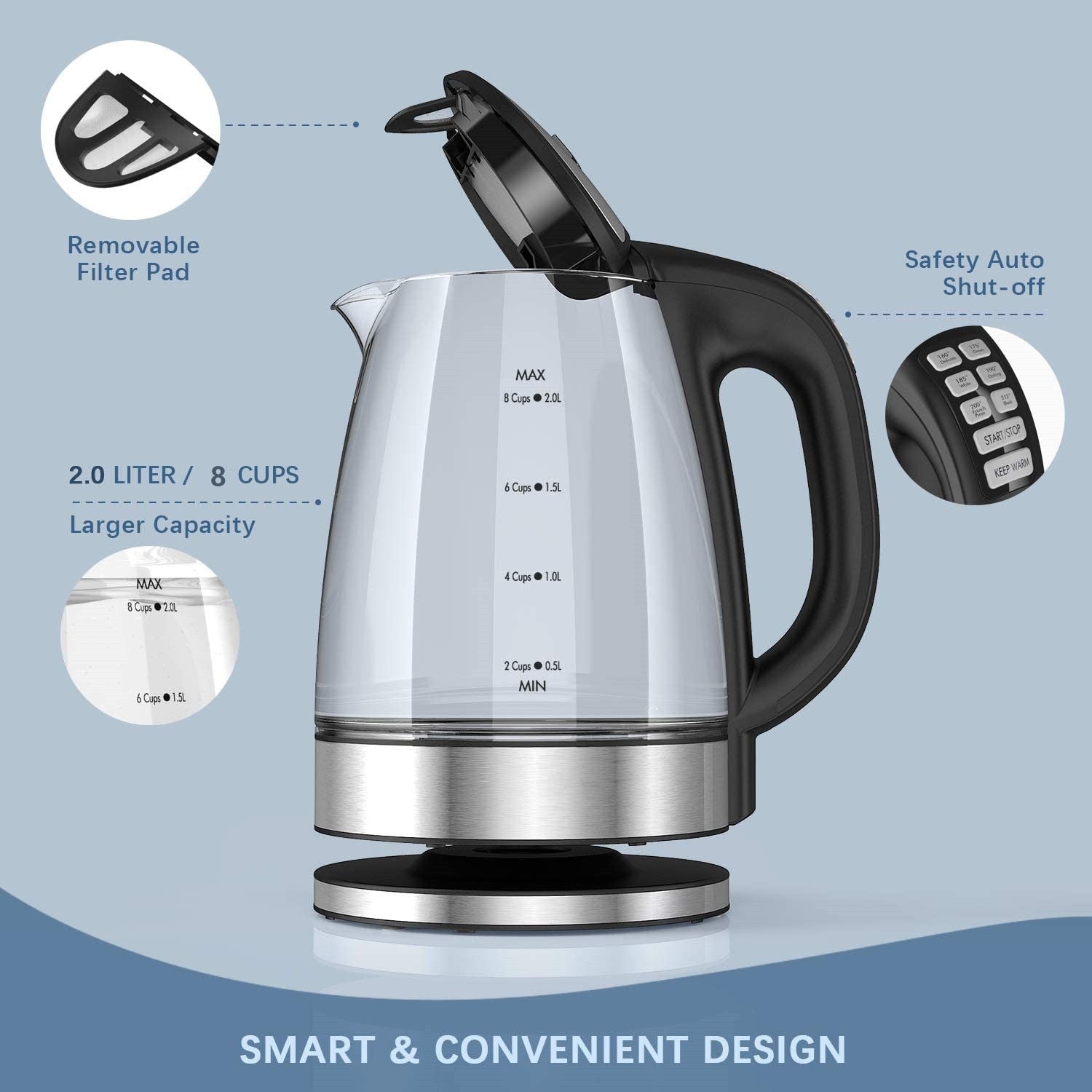 Smart Auto Temperature Electric Kettle