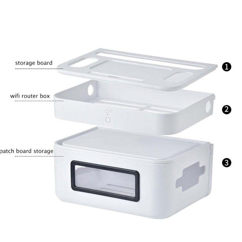 Wall-Mounted Wifi Cable Socket Storage Organizer Box