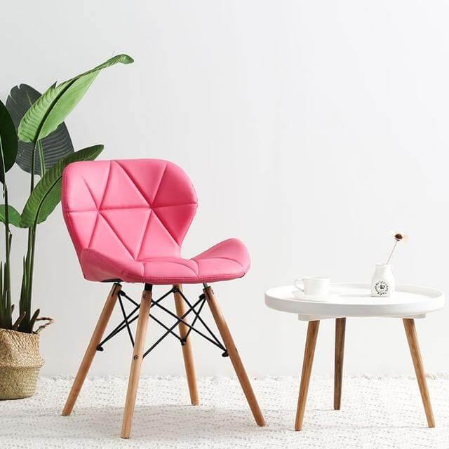 Modern Nordic Leather Wood Chair