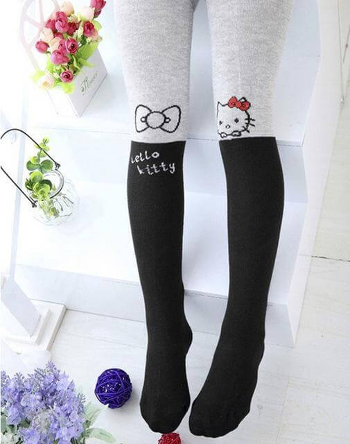 Cartoon Cat Printed Cotton Pantyhose