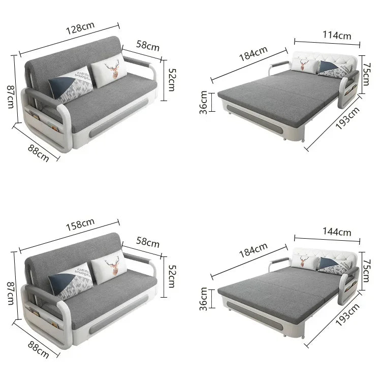 Modern Space-Saving Built-In Storage Sofa Bed