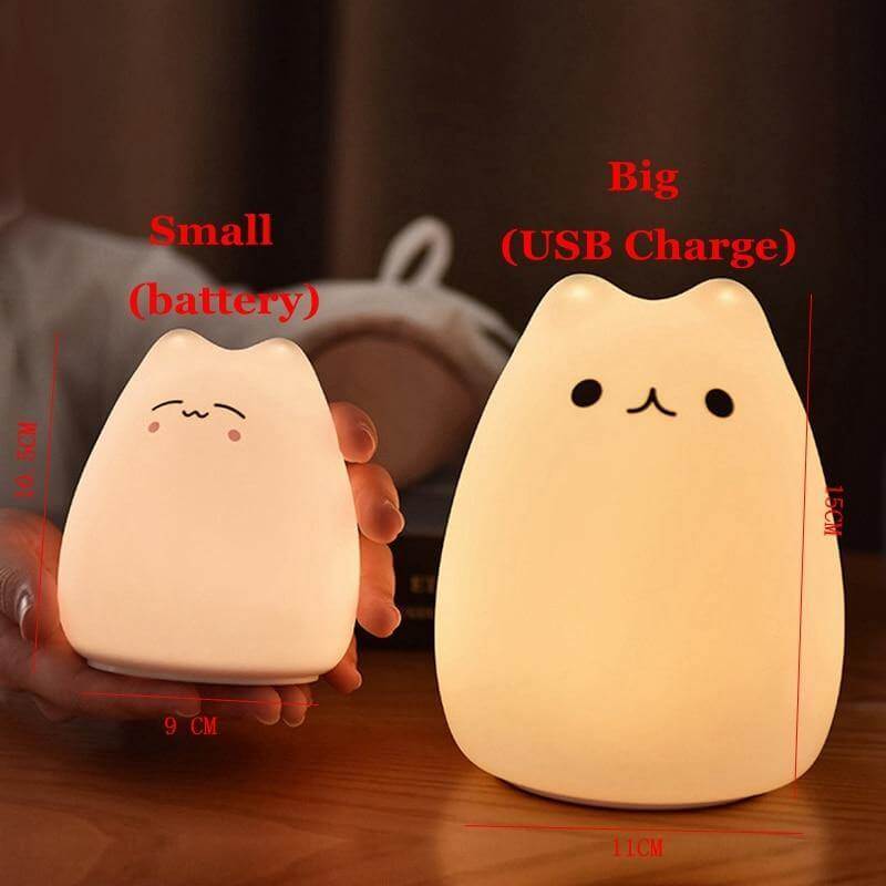 Colorful LED Silicone Touch Sensor Cat Night Lamp