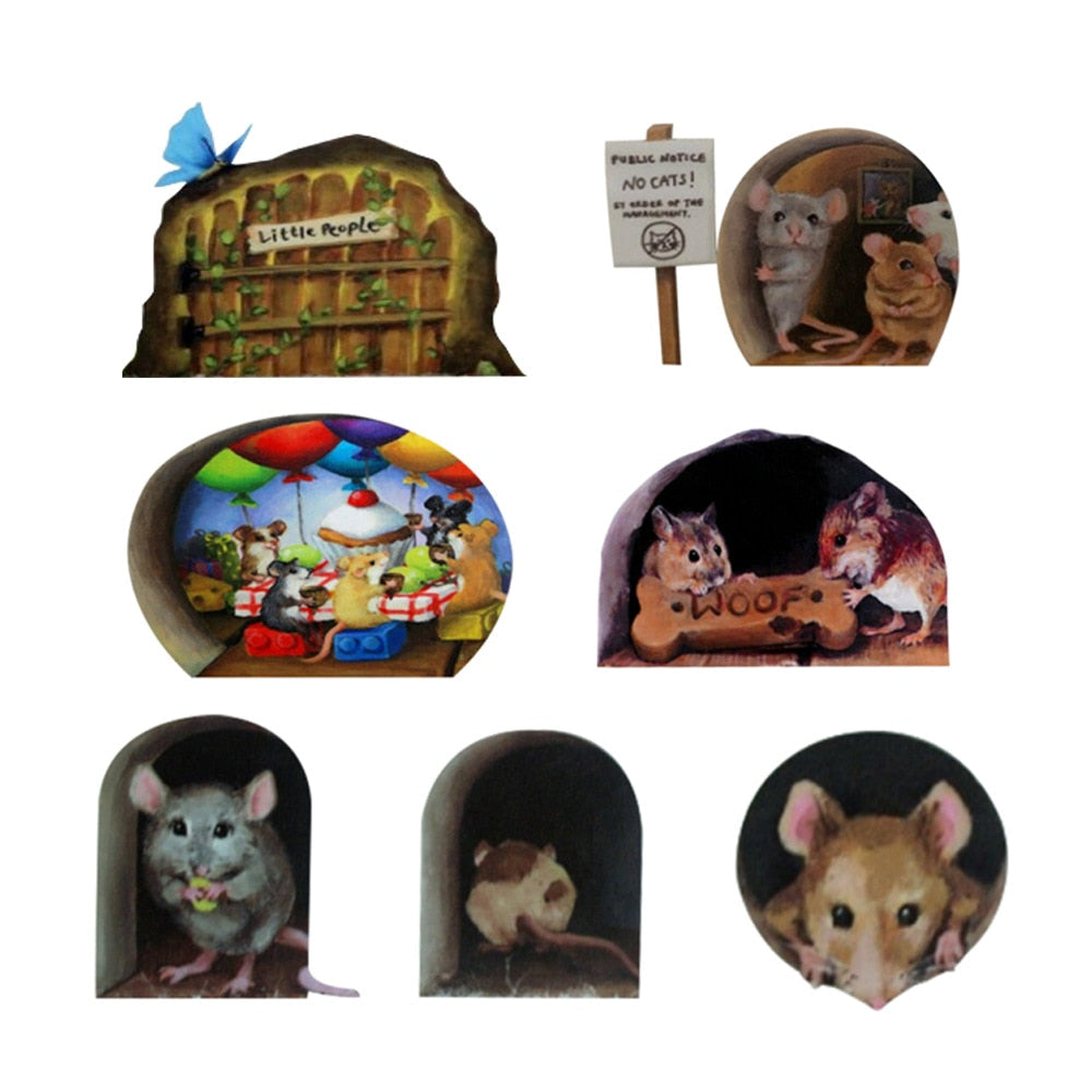 3D Mouse Hole Funny Wall Stickers