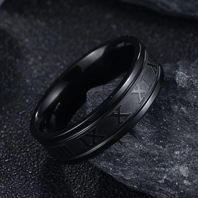 Unisex Luxury Roman Numerals Stainless Steel Rings