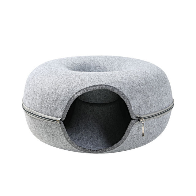 Donut Natural Felt Pet Cave Bed