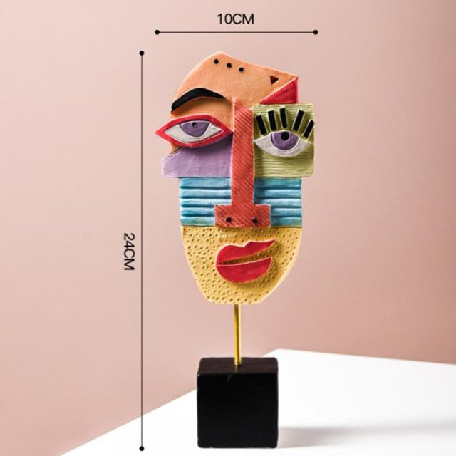 Abstract Pop Art Face Home Sculpture