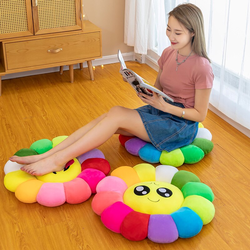 Colorful Sunflower Plush Comfy Seat Cushion