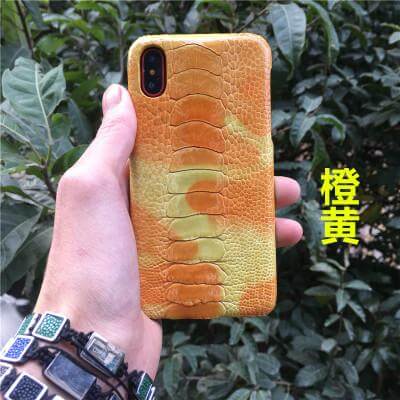 Luxury Real Genuine Natural Ostrich Legs Skin Leather Iphone X Case