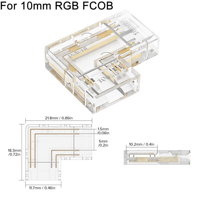 L Shaped Transparent LED Strip Connector