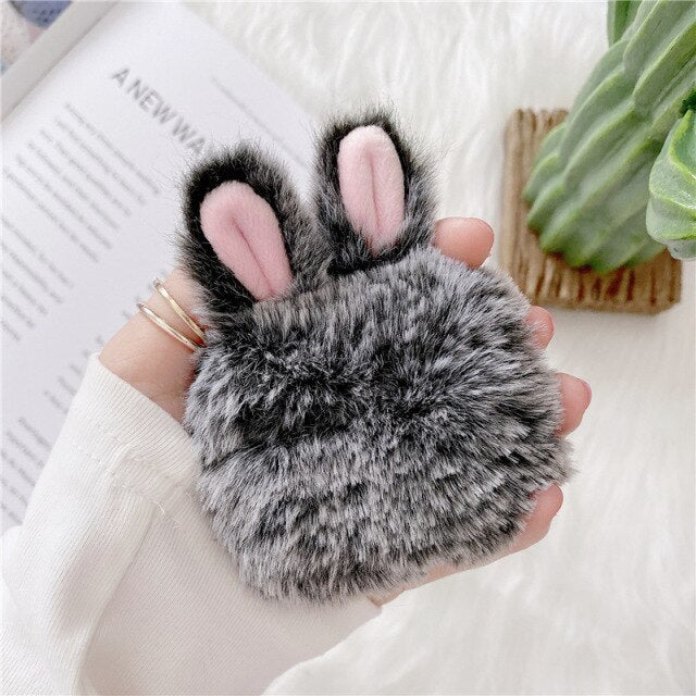 Cute Rabbit Ears Plush AirPods Case